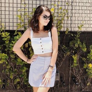 Blue and White Striped Skirt